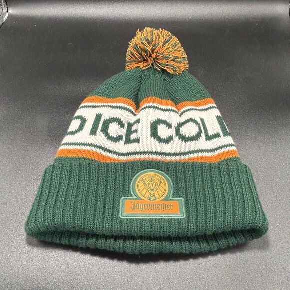Jagermeister Green Orange & White Winter Beanie Stocking Hat Cap Pom Pom RARE - Picture 1 of 6